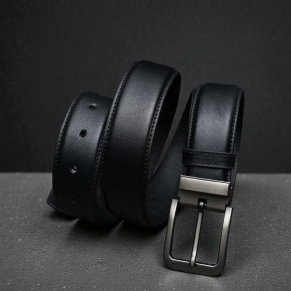 Picture of Zays Handcrafted Genuine Leather Belt for Men – Premium Quality, Adjustable, Stylish & Durable (BS103-BC101-Black)