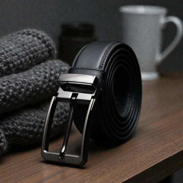 Picture of Zays Handcrafted Leather Belt for Men - Full-Grain Cowhide Adjustable Fit Stylish and Long-Lasting Designed for Office Traditional and Casual Use - Sweat-Resistant Anti-Crack Build Ideal for Daily Wear BS103-BC119-Black