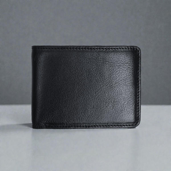 Picture of Zays Handcrafted Premium Eco-Friendly Leather Bifold Wallet - Slim Durable and Stylish Short Wallet for Unisex ZSW106-Black