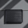 Picture of ZAYS Premium Handcrafted Crocodile Embossed Leather Bifold Wallet for Men And Women - Super Slim Durable Stylish Short Wallet - ZSW122-Black