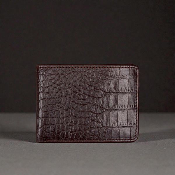 Picture of ZAYS Premium Handcrafted Crocodile Embossed Leather Bifold Wallet for Men And Women - Super Slim Durable Stylish Short Wallet - ZSW123-Chocolate