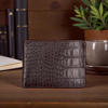 Picture of ZAYS Premium Handcrafted Crocodile Embossed Leather Bifold Wallet for Men And Women - Super Slim Durable Stylish Short Wallet - ZSW123-Chocolate
