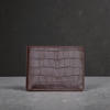 Picture of ZAYS Premium Handcrafted Crocodile Embossed Leather Bifold Wallet for Men And Women - Super Slim Durable Stylish Short Wallet - ZSW123-Chocolate