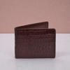 Picture of ZAYS Premium Handcrafted Crocodile Embossed Leather Bifold Wallet for Men And Women - Super Slim Durable Stylish Short Wallet - ZSW123-Chocolate