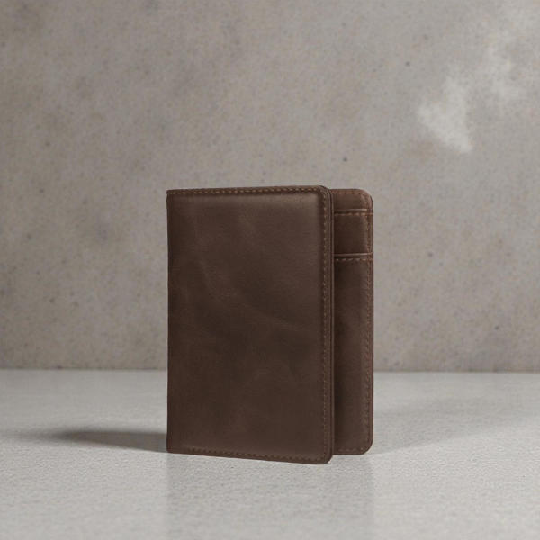 Picture of Zays Premium Handcrafted Slim Bifold Leather Short Wallet for unisex - Personalized Top-Grain Leather Wallet - Compact Durable Stylish - ZSW127-Chocolate