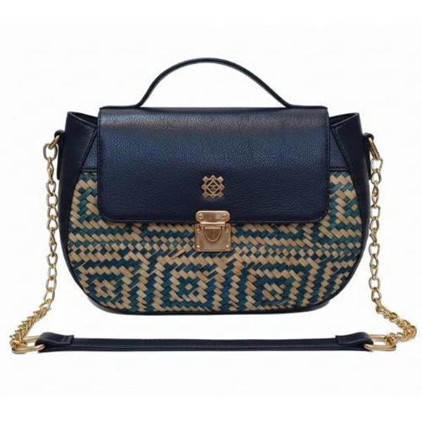 Picture of Date Palm Leaf Crafted Genuine Leather Lady’s Bag (Valeria)