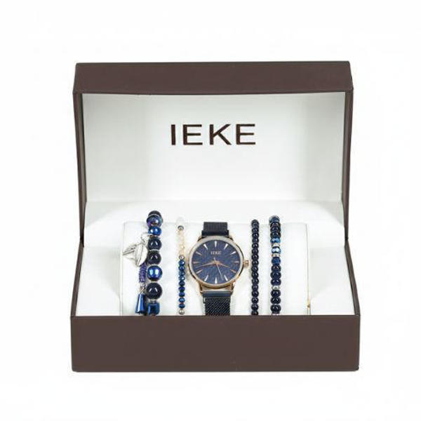 Picture of IEKE 88055 Standard Royal Blue Mesh Stainless Steel Analog Watch For Women - Rose Gold and Royal Blue