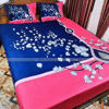 Picture of King Size Full Panel Cotton Bedsheet Set with Pillow Covers Chador Set (Deep Blue & Pink Art)