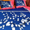 Picture of King Size Full Panel Cotton Bedsheet Set with Pillow Covers Chador Set (Deep Blue & Pink Art)