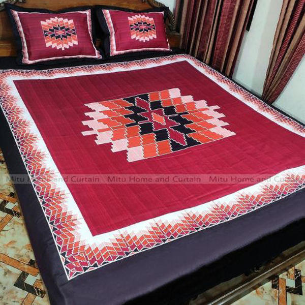 Picture of King Size Full Panel Cotton Bedsheet Set with Pillow Covers Chador Set (Chocolate Royal Art)