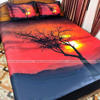 Picture of King Size Full Panel Cotton Bedsheet Set with Pillow Covers Chador Set (Sun Set Art)