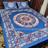 Picture of King Size Full Panel Cotton Bedsheet Set with Pillow Covers Chador Set (Sky Blue Panel Art)