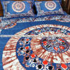 Picture of King Size Full Panel Cotton Bedsheet Set with Pillow Covers Chador Set (Sky Blue Panel Art)