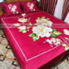 Picture of King Size Full Panel Cotton Bedsheet Set with Pillow Covers Chador Set (Maroon Flower Art)