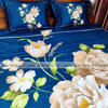 Picture of King Size Full Panel Cotton Bedsheet Set with Pillow Covers Chador Set (Deep Blue Flower)