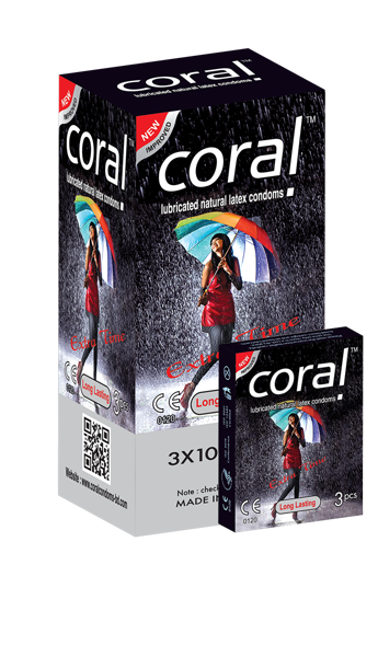 Picture of Coral Long Lasting Extra Time Lubricated Natural Latex Condoms Full Box (30 Pcs)