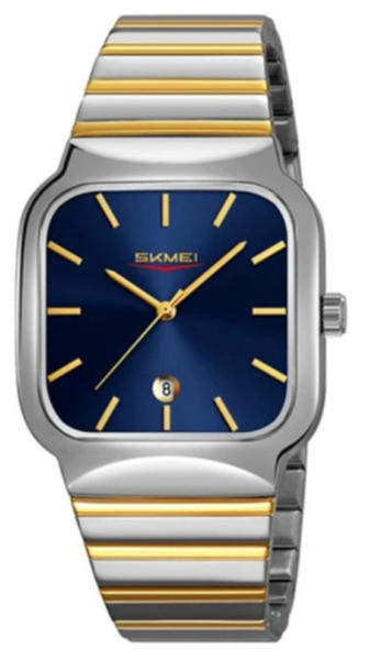 Picture of Skmei 9361 Square Quartz Watch for Men- Silver Gold & Blue
