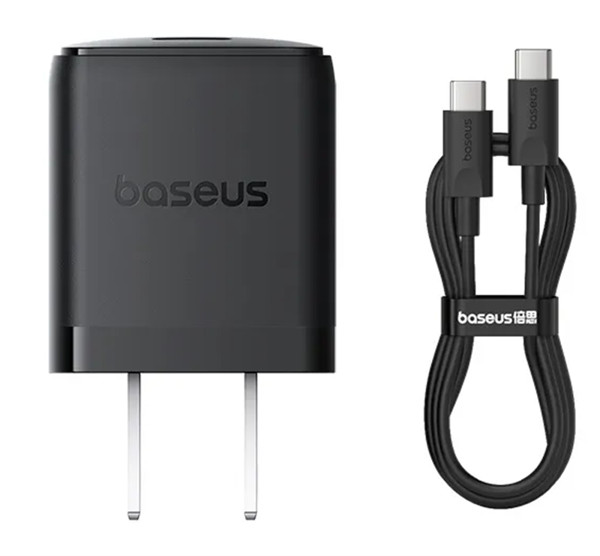 Picture of Baseus Charger Palm Series 20W Dual Output PD Fast Charger 1X USB A 1x Type-c With 60W Type-c Cable [Black]
