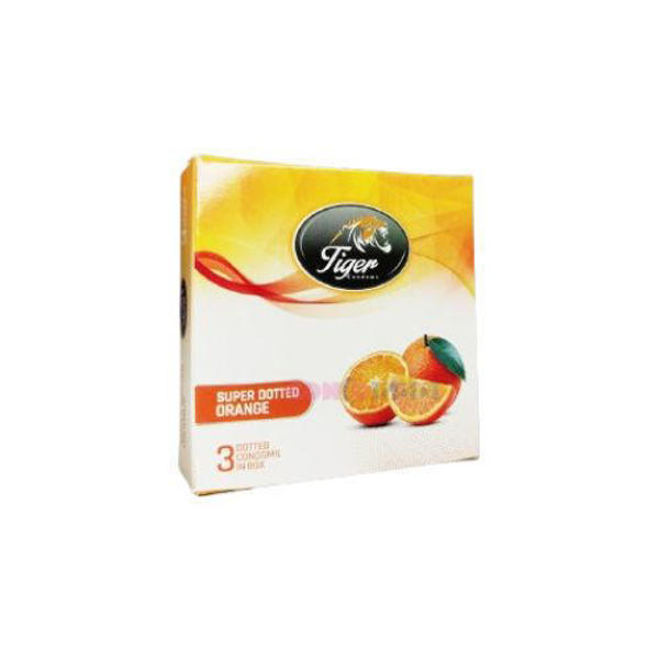 Picture of Tiger Super Dotted Orange Flavoured Condoms 1 Pack (3 Pcs)