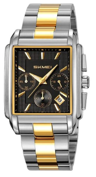 Picture of Skmei 2339 Golden Dial SS Strap Watch for Men-Silver & Black