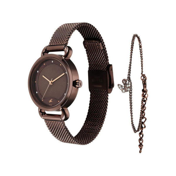 Picture of Fastrack 6221QM01F Pulse Analog Brown Dial Stainless Steel Watch for Girls