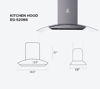 Picture of Gazi Smiss Kitchen Hood - EG-520B6 with 3 Speeds Push switch and top front glass 900mm