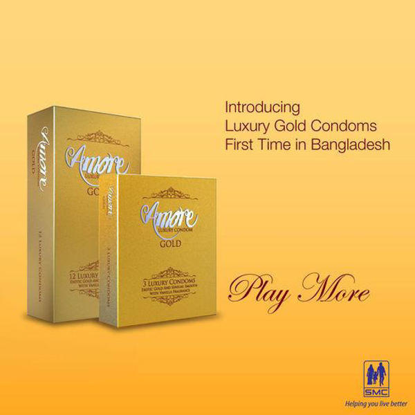 Picture of Amore Luxury Gold Condom for Men | Full Box 3x6=18pcs