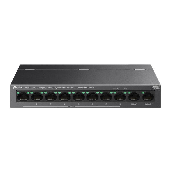 Picture of TP-Link LS1210P 8-Port 10/100Mbps+2-Port Gigabit Desktop Switch with 8-Port PoE+